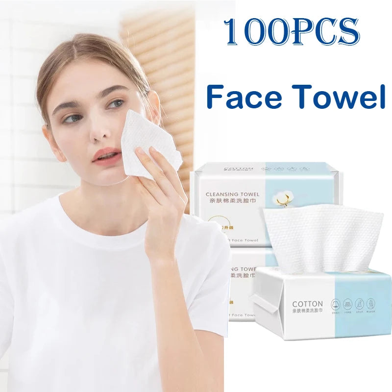 100 pçs toalha de rosto descartável natural viagem limpeza facial molhado e seco removedor de maquiagem pérola