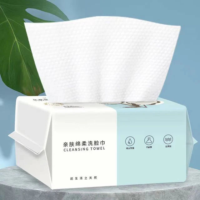 100 pçs toalha de rosto descartável natural viagem limpeza facial molhado e seco removedor de maquiagem pérola
