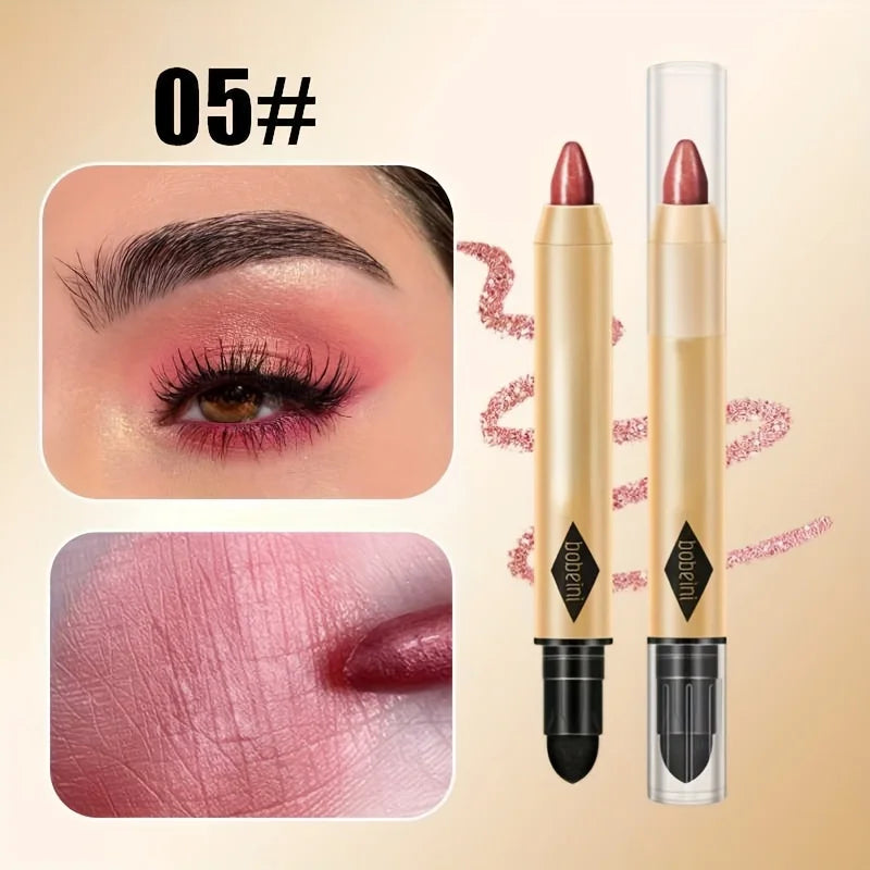 2 em 1 sombra perolada lápis bastão à prova d'água glitter fosco