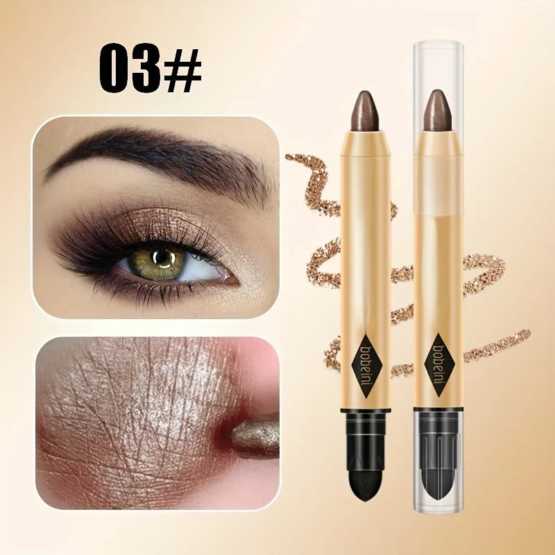 2 em 1 sombra perolada lápis bastão à prova d'água glitter fosco